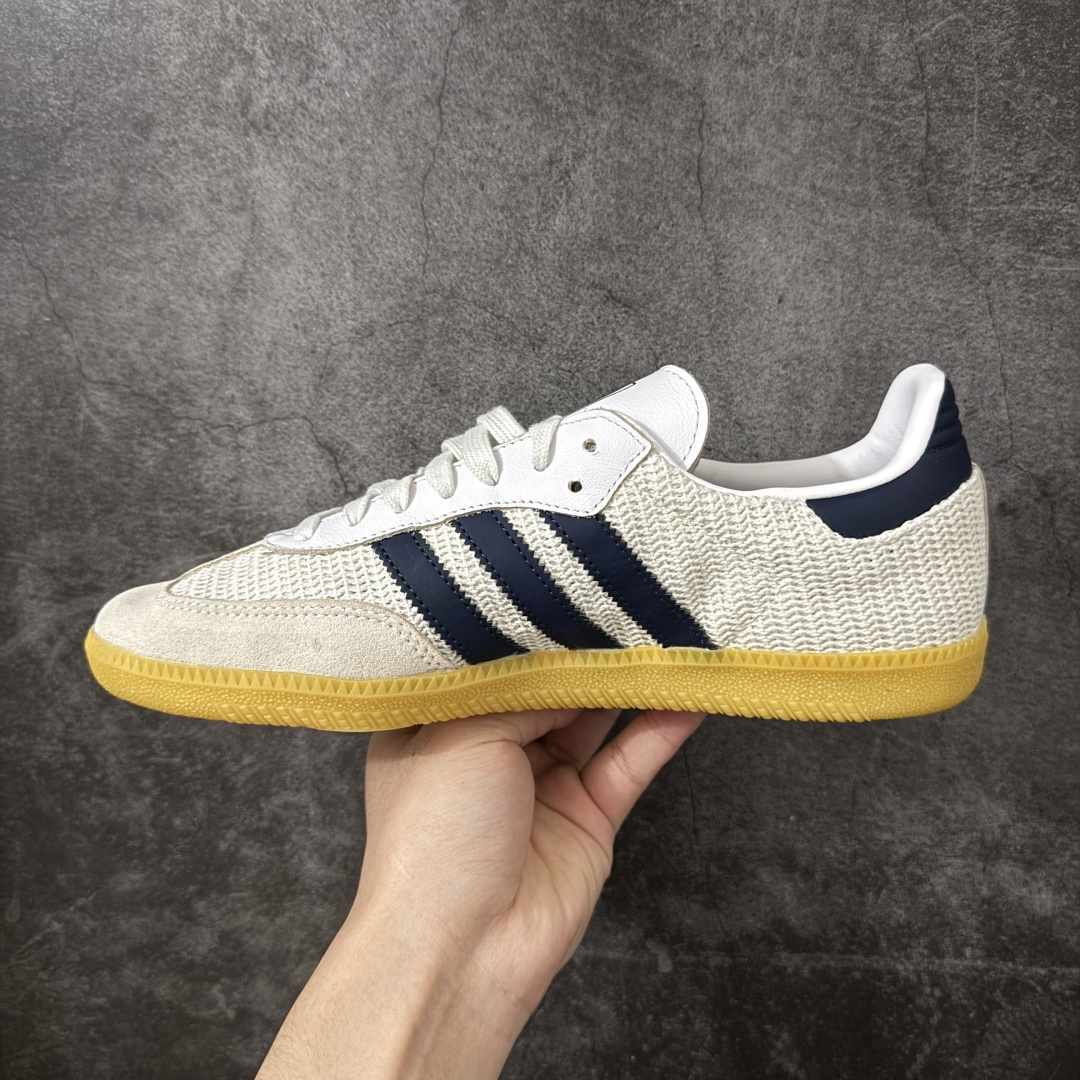 图片[2]-【纯原全头层】阿迪达斯/三叶草Adidas Originals Samba OG桑巴舞系列绅士德训足球风百搭低帮休闲运动板鞋HY“编织白深蓝”JH5633 采用翻毛皮组合编织布鞋面材质 内环保可再生海玻璃鞋垫 外置RB耐磨防滑橡胶大底 尺码：36 36⅔ 37⅓ 38 38⅔ 39⅓ 40 40⅔ 41⅓ 42 42⅔ 43⅓ 44 45-选品中心