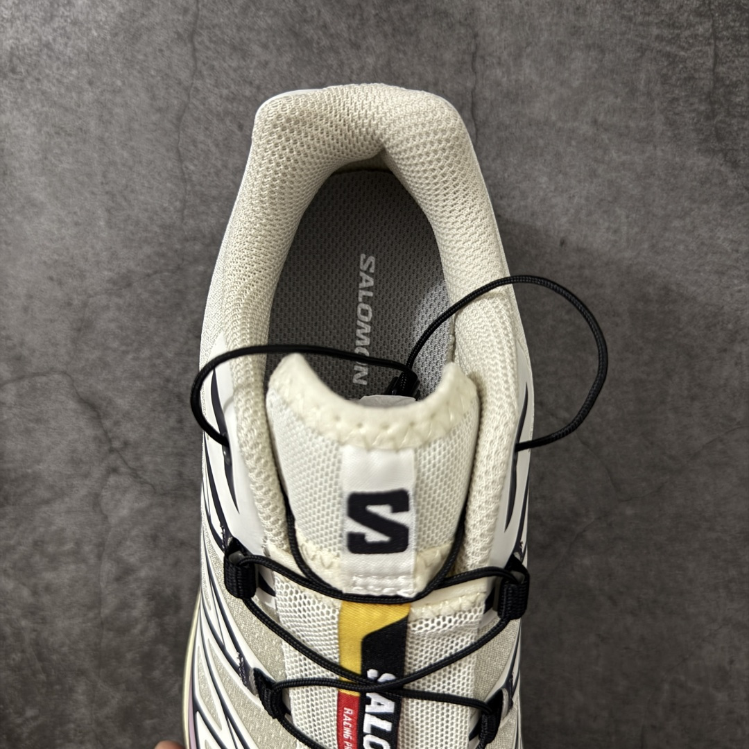 图片[8]-【巅峰升级版】 Salomon XT-6 新配色 477376 萨洛蒙复古潮流户外机能登山跑鞋 纯原外贸平台特供订单 耗时半年巨作 全套原纸板楦头开发 原厂特供网布配套加持 确保原汁原味 完美呈现版型 原档数据独家私模五层组合大底 原装Ortholite轻量化鞋垫 中底布带钢印编号 原厂TPU锁扣 进口港宝加持 后跟自然饱满 还原公司包裹性 鞋面以“锯齿”状的包裹系统呈现 在基色底之下加入了各种色点缀 将公司的最新技术和时尚前卫的造型融入耐用的长跑款式中 鞋面由 TPU 薄膜制成 并焊接在高耐磨网眼上 使其既时尚又坚固 由 ACS底盘支撑 可增强稳定性和支撑力 以及由橡胶凸耳 Contragrip外底覆盖的 EVA 缓冲中底 旨在应对崎岖的地形 鞋舌上的彩色Salomon 标签、Quicklace 系统以及鞋头、鞋舌和鞋跟上的附加品牌使细节更加完美 让穿着者可以轻松驾驭户外与通勤下的任何运动生活场景 无缝鞋身户外随意纵横 颜值与脚感兼备 出街通勤 绝对非常吸睛 你值得拥有 尺码：36 36.5 37.5 38 38.5 39 40 40.5 41 42 42.5 43 44 44.5 45-选品中心
