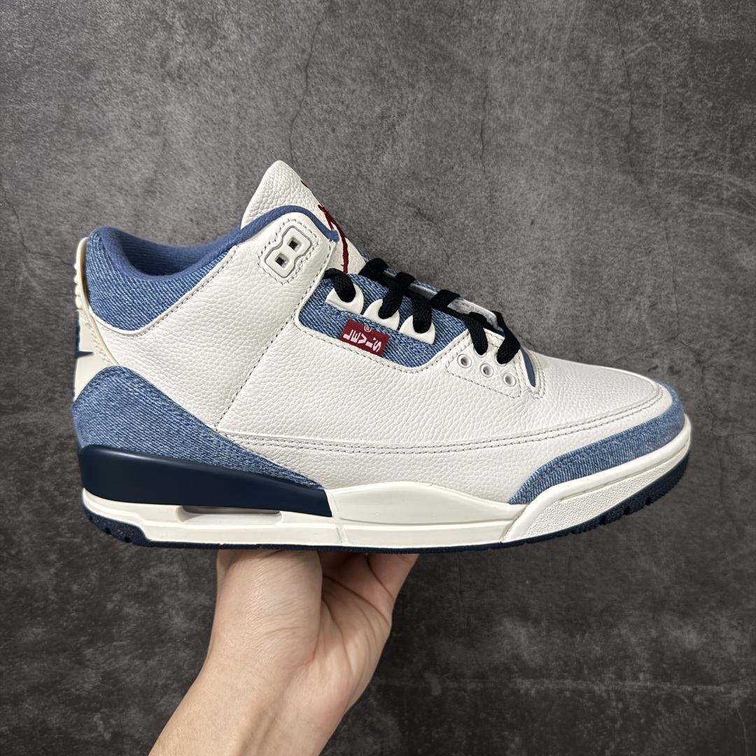 【XP纯原】Air Jordan aj3 Retro Levi\'s All-Star 联名系列篮球鞋，李维斯牛仔白蓝 IR0912-400，丹宁牛仔布 + 荔枝纹皮革拼接 Levi\'s x Air Jordan 3 \