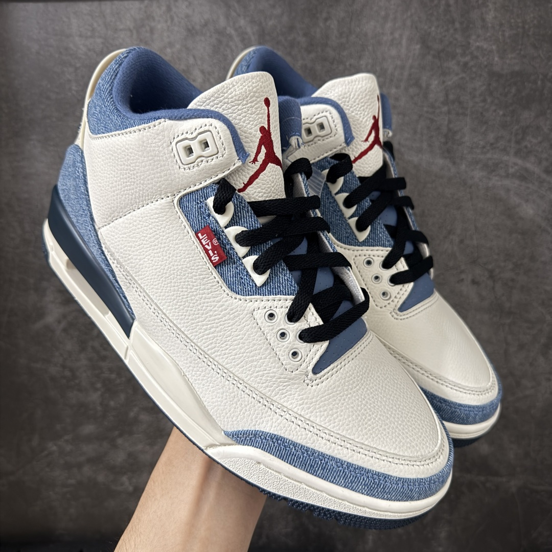 【XP纯原】Air Jordan aj3 Retro Levi\'s All-Star 联名系列篮球鞋，李维斯牛仔白蓝 IR0912-400，丹宁牛仔布 + 荔枝纹皮革拼接 Levi\'s x Air Jordan 3 \