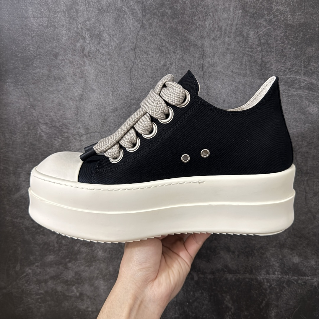 图片[2]-【莞产G版】帆布大匡威RO / Rick Owens DRKSHDW 瑞克·欧文斯 大匡威/低帮厚底/ 水洗牛仔帆布 低帮 西瓜头粗绑带 【皮料】 东莞原厂进口全新2025年新材质““水洗牛仔斜纹帆布” 【鞋带】 鞋带采用水染定织法工艺，高密度之下，透出光泽感！ 【鞋头】软糯，轻轻按压有牛皮细细的纹理质感！ 【鞋底】TPU大底奶香味！硬度、肤感一比一！鞋底logo钢印清晰正确！ 【鞋垫】独家私人开模压印！牛皮贴面，双层复合！ 【尺码】 ：36 37 38 39 40 41 42 43 44 45 46！-选品中心