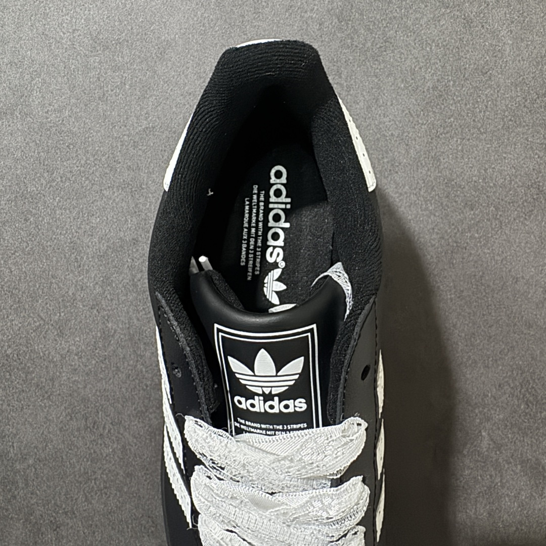 图片[7]-【公司级】Adidas Original Superstar 2 阿迪达斯 低帮 男女同款 贝壳头2代防滑耐磨轻便低邦板鞋 鞋身整体以黑色皮革打造，搭配经典黑色贝壳头，鞋身两侧经典锯齿三条杠Logo采用白色点缀，蕾丝鞋带，后跟装饰片辅以白色，加压logo和黑色斑点，最后以黑色大底完善整体设计收尾。整体时尚大方。 货号：JH9977 尺码：35¹/₃ 36 36²/₃ 37¹/₃ 38 38²/₃ 39¹/₃ 40-选品中心