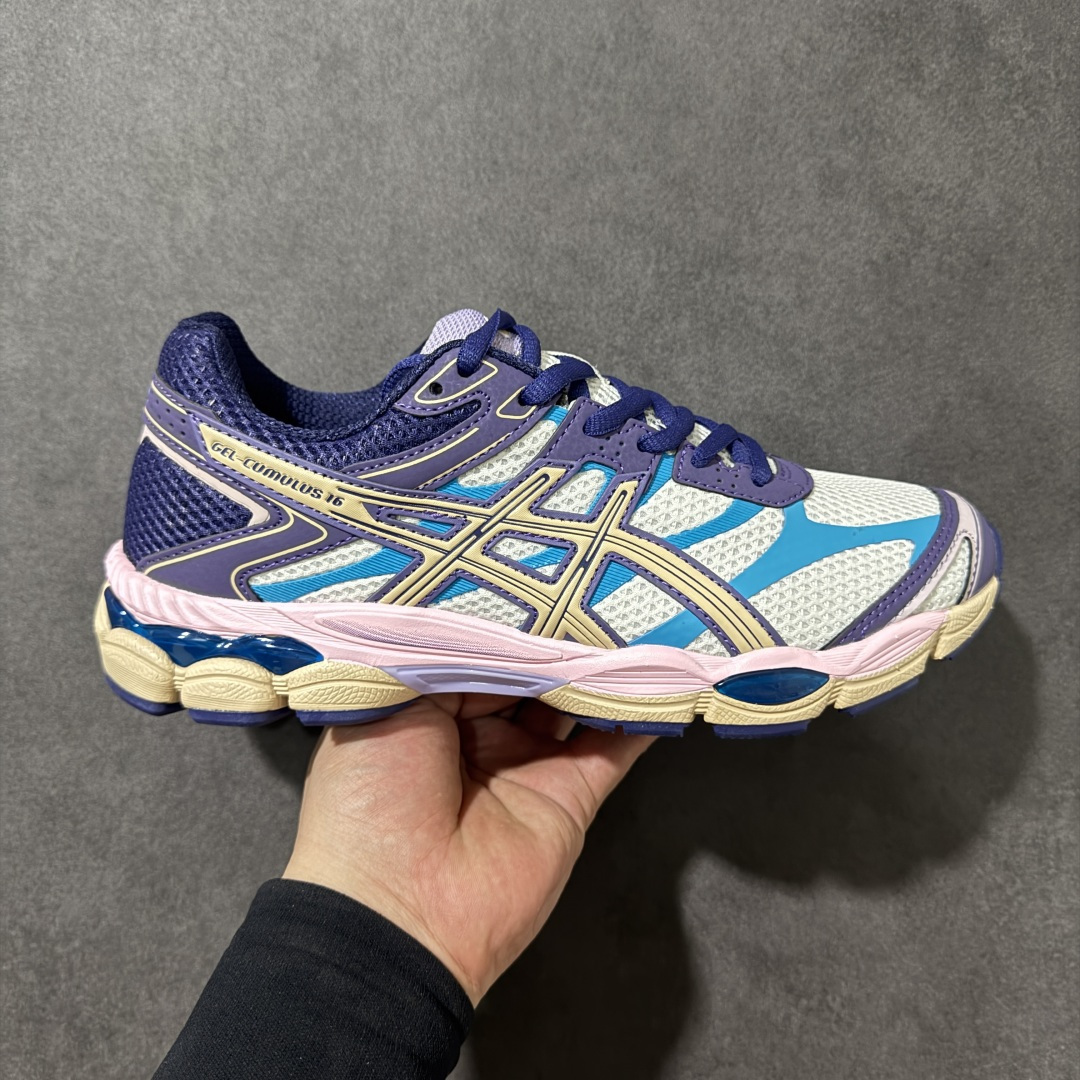【公司级】Asics Gel-Cumulus 16 亚瑟士 防滑耐磨 休闲运动鞋 采用双层提花网面设计 提高包裹性和透气性 后跟搭载稳定系统科技T-GEL提升整体支撑力和结构感 减少对身体带来的冲击负荷 创新中底至轻回弹 货号：1203A763-020 尺码：36-47带半码-选品中心