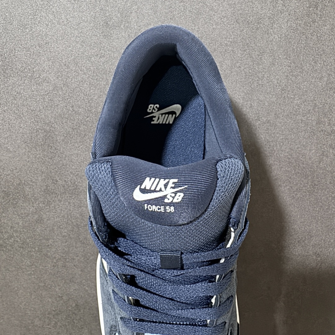 图片[6]-【公司级】Nike SB Force 58 Low 耐克 低帮 蓝色 男女同款 防滑耐磨轻便低邦板鞋 鞋款外观以浅蓝色色调为主，白色的鞋身搭配侧身深蓝Swoosh Logo及鞋带，在鞋舌标签上、鞋后跟处以及鞋底处有Swoosh Logo，细节非常到位；该鞋款采用皮革与织物组合鞋面，兼具出色透气性与耐穿性，采用帆布和翻毛皮组合材料，包边设计，经久耐穿；外底饰有Trih-starb纹路，可灵活伸展，为双足带来出众抓地力和非凡触板感，加厚鞋舌， 低帮鞋口处填充厚实，富有弹性内衬，妥帖包裹双足。 货号：DV5477-404（2026.01.01发售） 尺码：35.5 36 36.5 37.5 38 38.5 39 40 40.5 41 42 42.5 43 44 45-选品中心