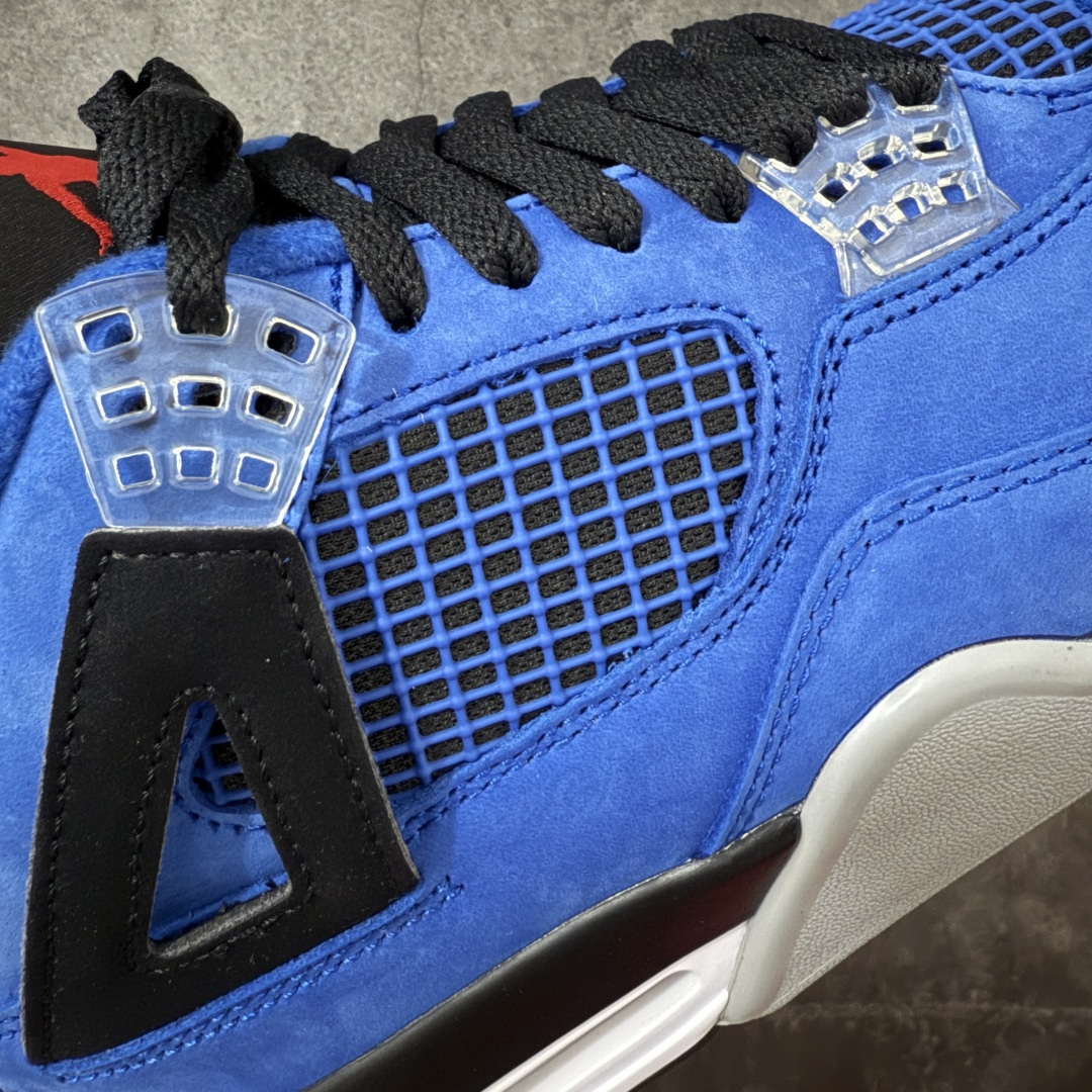 图片[4]-【GX版本】Air Jordan AJ4阿姆蓝！ 货号：912583-783902！ 市售天花板产物 耗时半年巨作 全套原纸板楦头开发 原厂特供皮料加持 确保原汁原味 完美呈现四代版型 一比一鞋头弧度高度鞋身弧度 数据细节工艺流程均保持原鞋一致 原厂TPU网格鞋带扣 正确内里网布 菱角分明不变形无多余毛边 柔软性质感一致于原鞋 市场唯一原厂鞋扣模具 背面可见隐藏注塑口 原厂织唛标 原厂飞人电绣工艺 尾指中部跳三针 独家绑鞋带手法 印刷中底布 四线拉帮 米色美纹纸贴合固定 进口港宝加持 后跟自然饱满 全鞋荧光划线卡点 追求极致完美 每一双都是工艺品 多重QC质检 超越公司货的品控标准 实实在在的免检产品！ 尺码：40 40.5 41 42 42.5 43 44 44.5 45 46 47.5 48.5 49.5 50.5-选品中心
