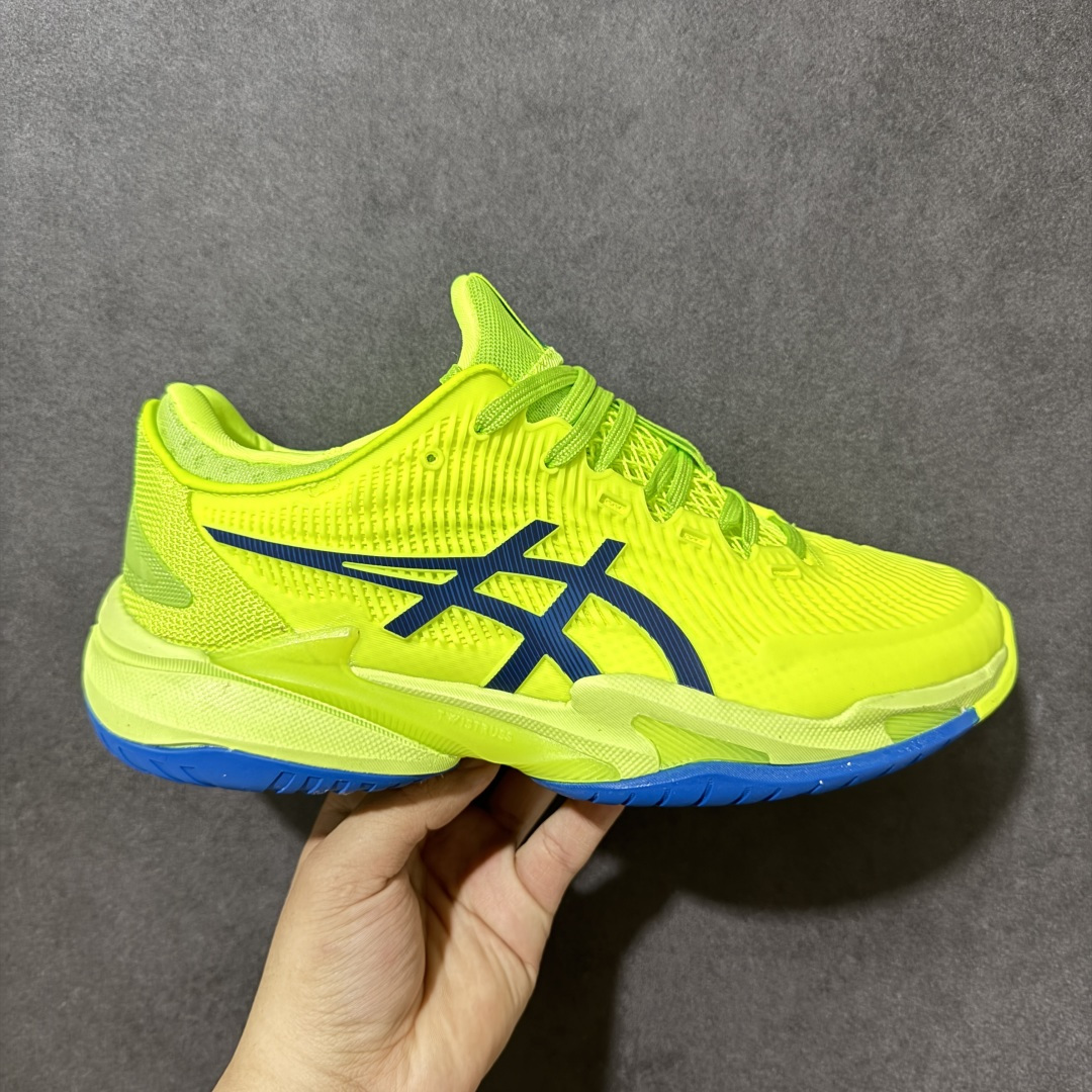 【公司级】亚瑟士网球鞋🎾Asics Court FF 3 共31色‼️ 适用于硬地球场的网球鞋 树脂加工的网眼材料的鞋面结构为脚的运动提供了耐用性和可跟随性， 中底采用FLYTE FOAM 既轻巧又缓震 外底通过增加地平面的宽度来增强横向稳定性 货号：1041A220-300 绿蓝 尺码：36 37 37.5 38 39 39.5 40 40.5 41.5 42 42.5 43.5 44 45 46-莆田鞋
