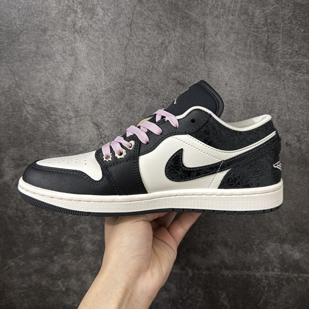 Air Jordan Low AJ1 乔1黑白粉 爆裂纹 低帮文化休闲运动板鞋 II0595-001市