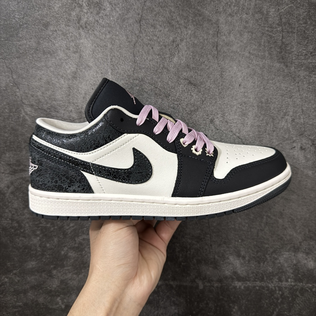 Air Jordan Low AJ1 乔1黑白粉 爆裂纹 低帮文化休闲运动板鞋 II0595-001市
