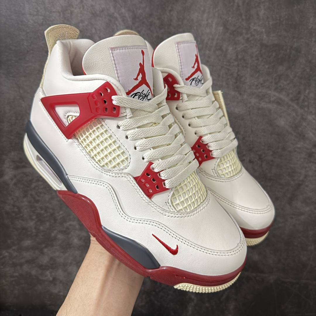 【纯原KZ版】Nigel Sylvester x Jordan Air Jordan AJ4 联名白砖红 IQ8055-100 原楦原纸板同源开发 完美呈现乔4的版型 内侧正确双色网格 还原细节 正确气垫颜色 正确网格工艺 正确拉帮工艺 全鞋原装材料制作 原档案原模具打造 尺码：36-48.5-选品中心
