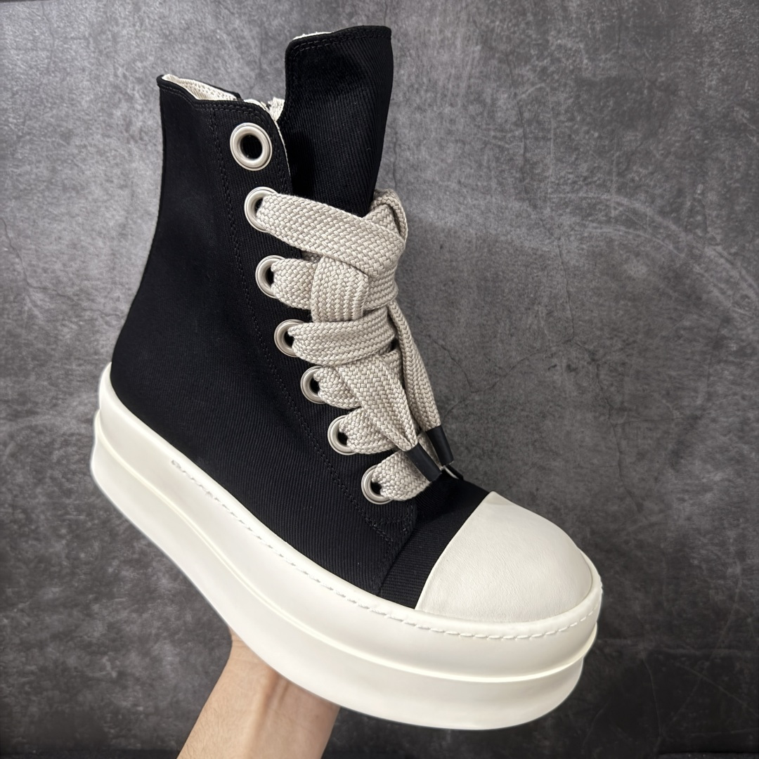 图片[3]-【莞产G版】帆布大匡威RO / Rick Owens DRKSHDW 瑞克·欧文斯 大匡威/高帮厚底/ 水洗牛仔帆布 高帮 西瓜头粗绑带 【皮料】 东莞原厂进口全新2025年新材质““水洗牛仔斜纹帆布” 【鞋带】 鞋带采用水染定织法工艺，高密度之下，透出光泽感！ 【鞋头】软糯，轻轻按压有牛皮细细的纹理质感！ 【鞋底】TPU大底奶香味！硬度、肤感一比一！鞋底logo钢印清晰正确！ 【鞋垫】独家私人开模压印！牛皮贴面，双层复合！ 【尺码】 ：36 37 38 39 40 41 42 43 44 45 46！-莆田鞋