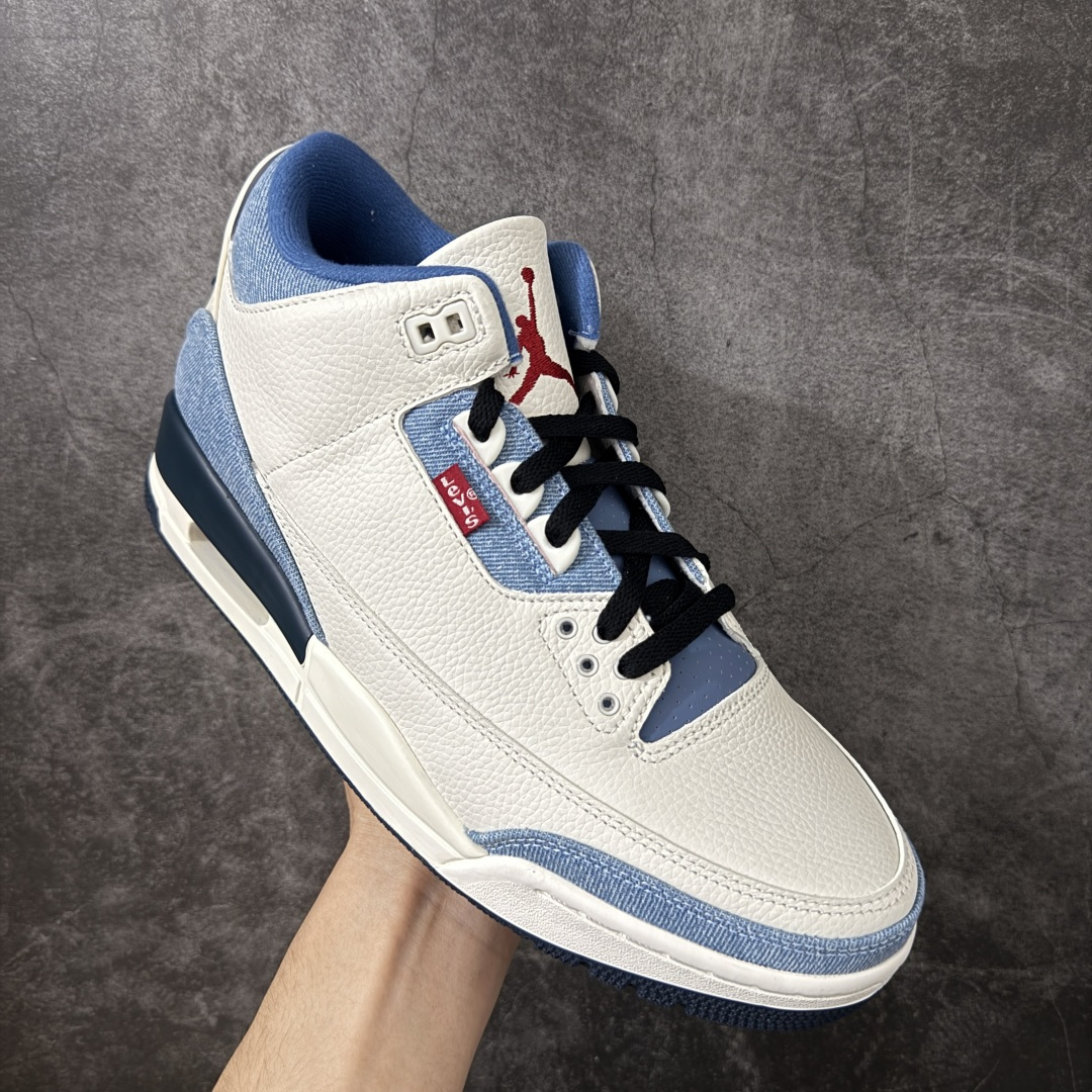 Air Jordan aj3 Retro Levi's All-Star 联名系列篮球鞋，李维斯牛仔白蓝