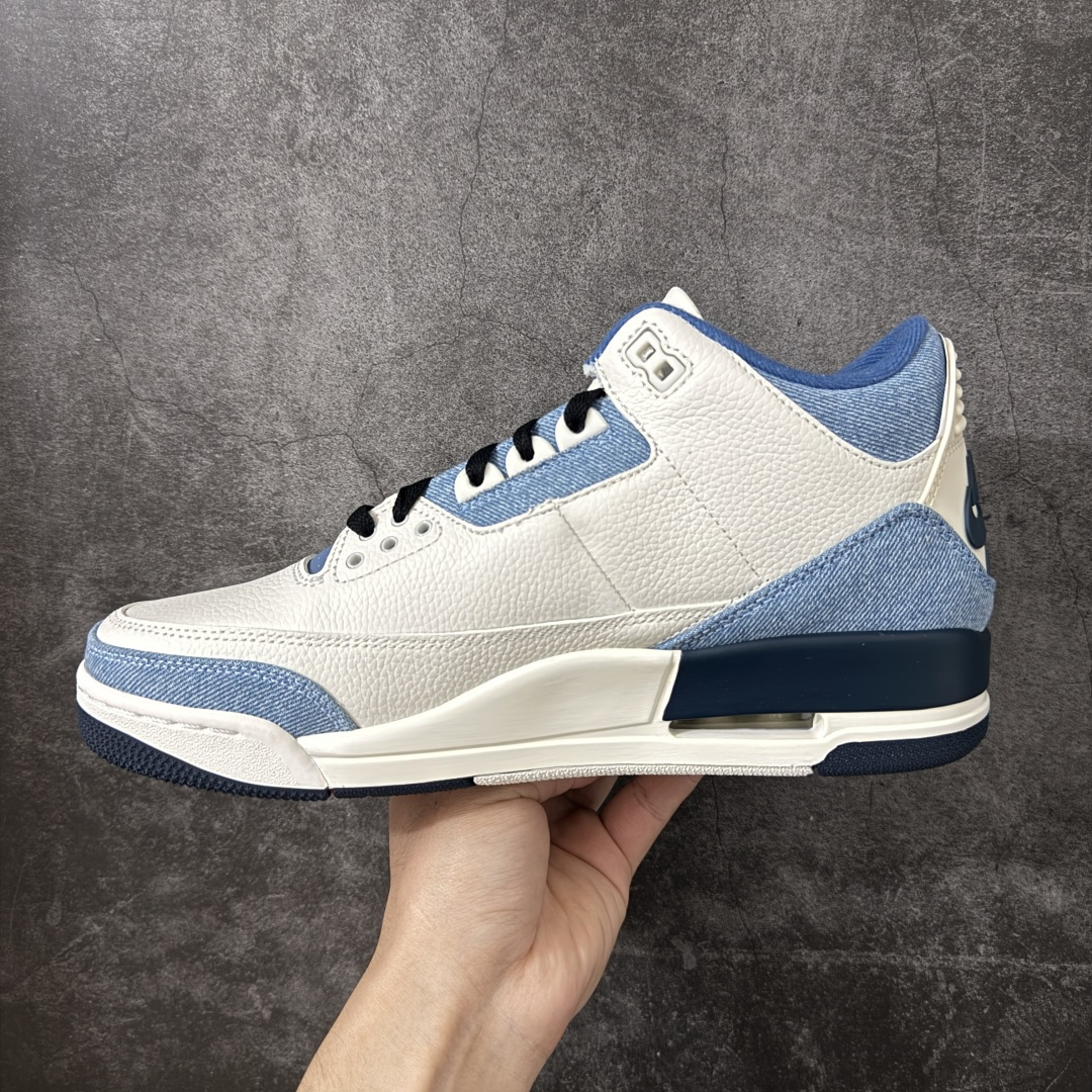 Air Jordan aj3 Retro Levi's All-Star 联名系列篮球鞋，李维斯牛仔白蓝