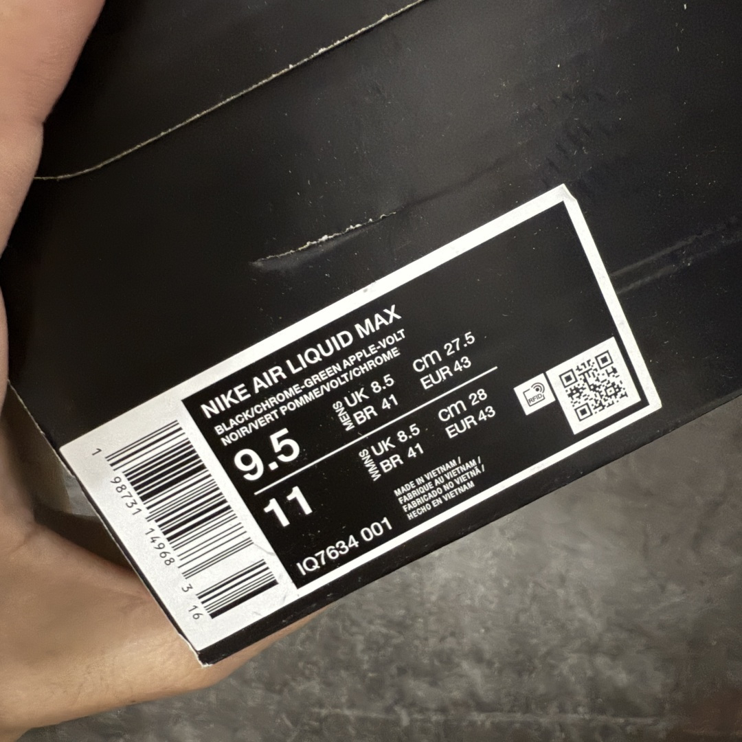 NK AIR LIQUID MAX 2026S 毒箭蛙新款气垫跑步鞋 黑绿 IQ7634-001目前市场