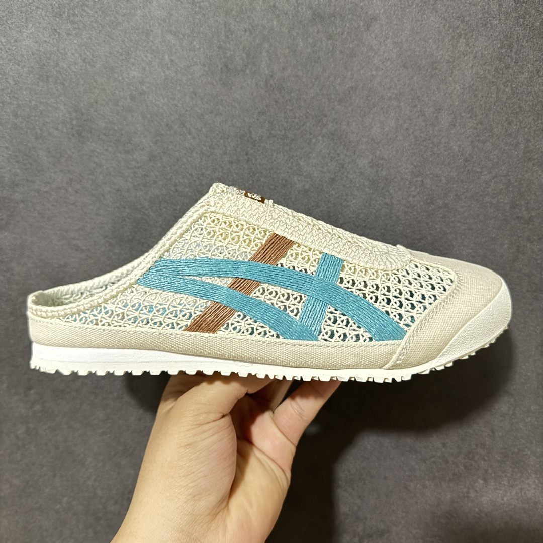 【公司级】亚瑟士 /Onitsuka Tiger鬼冢虎 MEXICO 66 SABOT 网面透气 新款舒适一脚蹬男女运动休闲鞋 货号：1183C208-100 尺码：36/45-选品中心