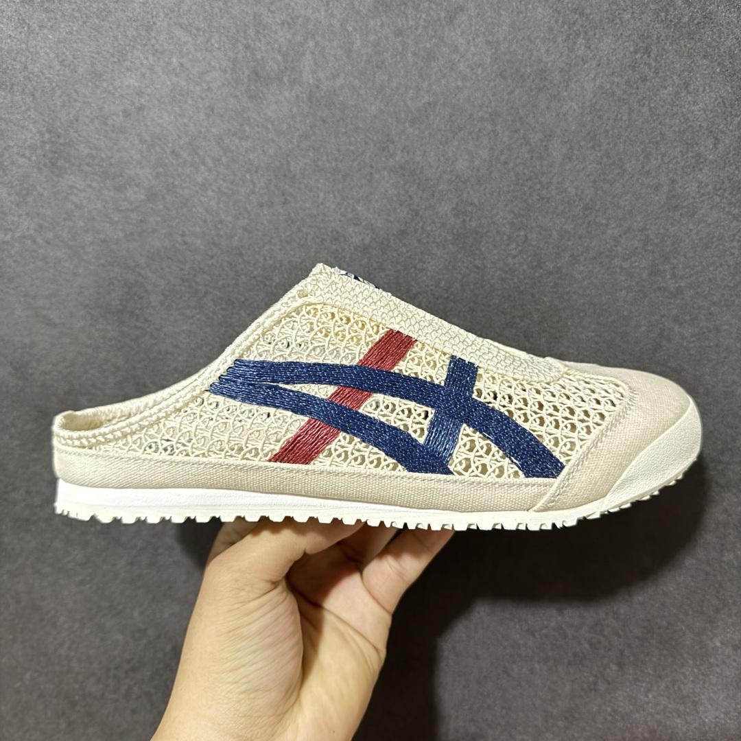 【公司级】亚瑟士 /Onitsuka Tiger鬼冢虎 MEXICO 66 SABOT 网面透气 新款舒适一脚蹬男女运动休闲鞋 货号：1183C123-100 尺码：36/45-选品中心