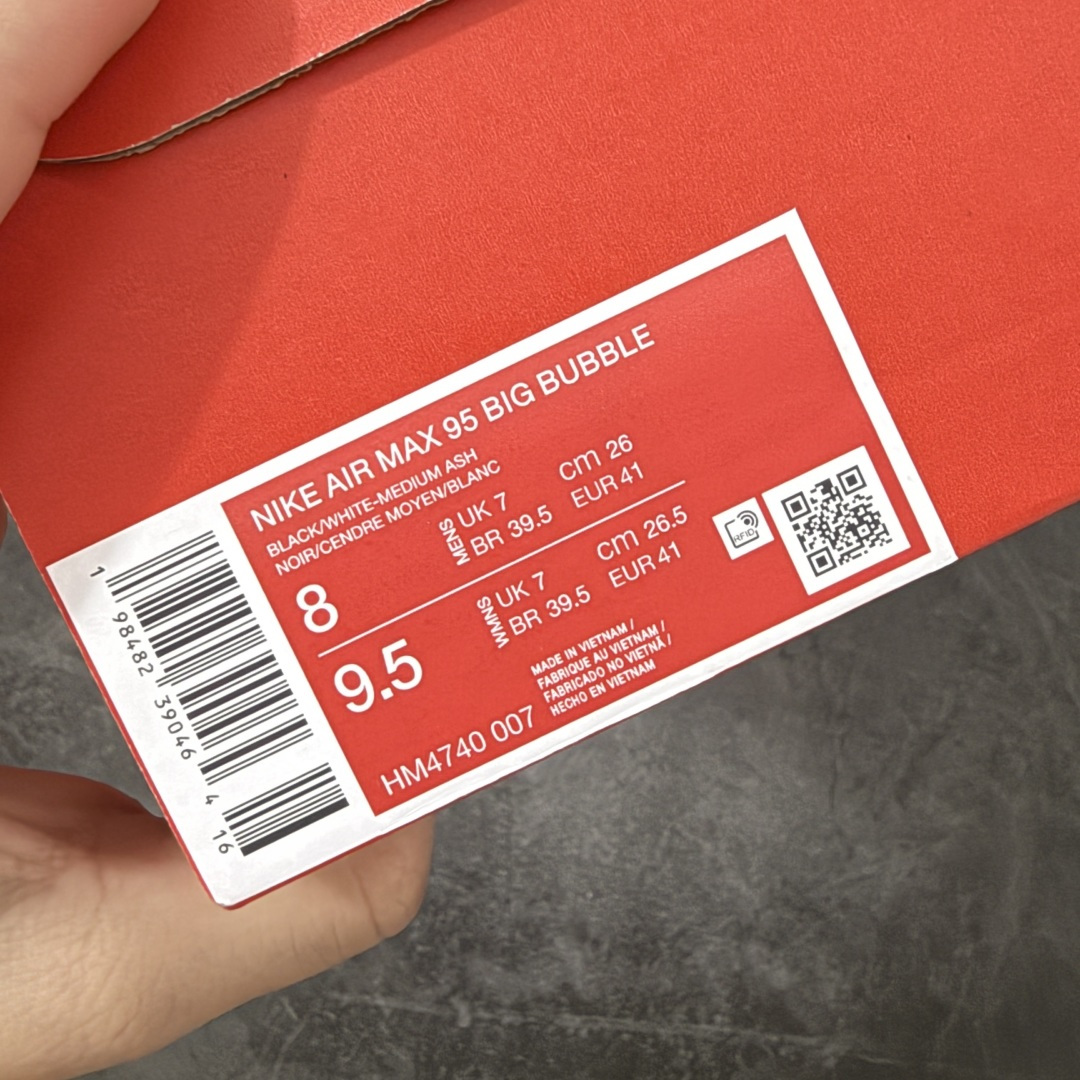 图片[10]-【KZ2.0版本】Nike Air Max 95 黑灰白 货号：HM4740-007 外贸顶级专供 区别先行版 全部配色原鞋原尺码开发生产 极致还原 全部原厂材料一比一打造 一眼ZP既视感 欢迎对比市场版本 尺码：40 40.5 41 42 42.5 43 44 44.5 45 46 46.5 47.5 48 48.5-选品中心