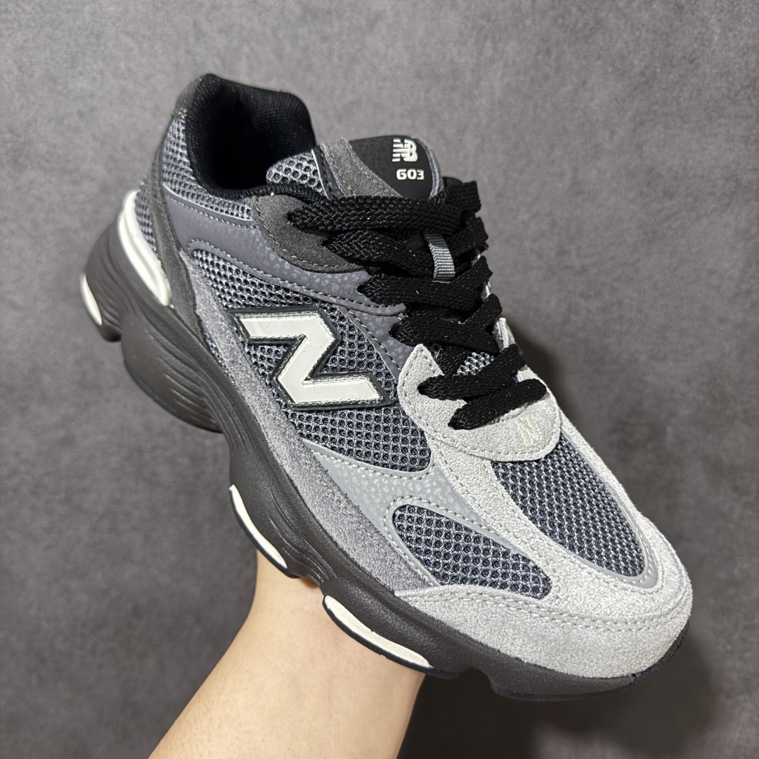 图片[3]-【公司级】New Balance NB603系列 经典时尚潮流百搭 老爹鞋 男女同款 鞋面由原厂特殊定制材料纹路细腻 多道序QC把关品质完善 细节完美 以更纯粹的复古风格设计打造的全新造型 侧身还以解构设计 将 N 字标志以做旧压花样式呈现，样式别具新意 货号：M6032DK 尺码：36 36.5 37 38 38.5 39 40 40.5 41 42 42.5 43 44 45-选品中心