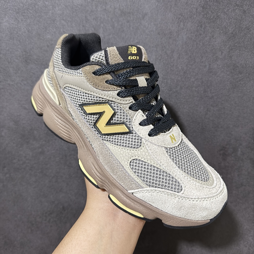 图片[3]-【公司级】New Balance NB603系列 经典时尚潮流百搭 老爹鞋 男女同款 鞋面由原厂特殊定制材料纹路细腻 多道序QC把关品质完善 细节完美 以更纯粹的复古风格设计打造的全新造型 侧身还以解构设计 将 N 字标志以做旧压花样式呈现，样式别具新意 货号：M6034UU 尺码：36 36.5 37 38 38.5 39 40 40.5 41 42 42.5 43 44 45-选品中心