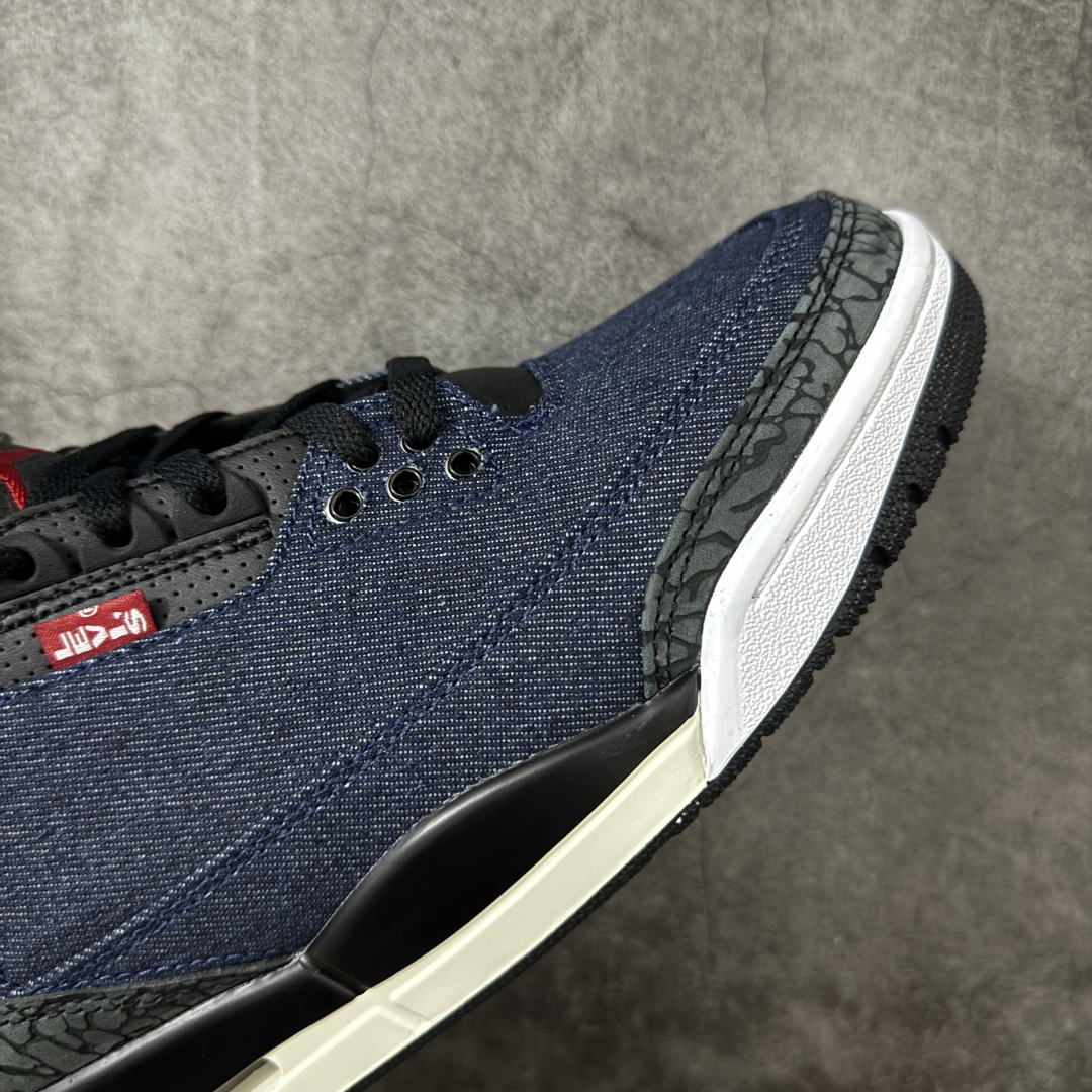 图片[6]-【XP纯原】 Air Jordan × Levi\’s Air Jordan 3 Retro AJ3 李维斯 蓝色蓝黑牛仔 IH7959-400 原楦原纸板开发 确保原汁原味 原厂皮料质感色泽绝无偏差 完美中底拉帮 原厂中底钢印 原档案大底 如假白送 大底纹路 气垫通透度PU的回弹性均百分百还原 原厂电绣鞋舌飞人刺绣针数立体讲究精细欢迎对比正品原鞋 尺码：40 40.5 41 42 42.5 43 44 44.5 45 46 47.5-选品中心