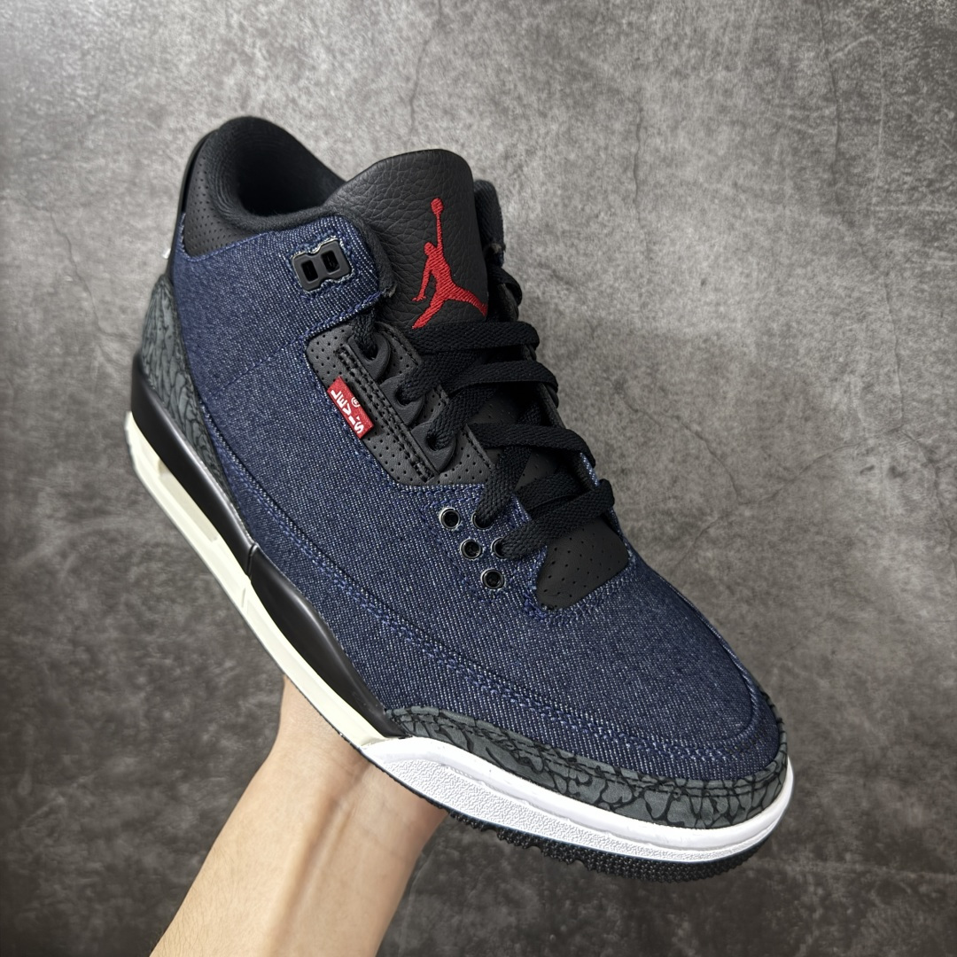 图片[3]-【XP纯原】 Air Jordan × Levi\’s Air Jordan 3 Retro AJ3 李维斯 蓝色蓝黑牛仔 IH7959-400 原楦原纸板开发 确保原汁原味 原厂皮料质感色泽绝无偏差 完美中底拉帮 原厂中底钢印 原档案大底 如假白送 大底纹路 气垫通透度PU的回弹性均百分百还原 原厂电绣鞋舌飞人刺绣针数立体讲究精细欢迎对比正品原鞋 尺码：40 40.5 41 42 42.5 43 44 44.5 45 46 47.5-选品中心