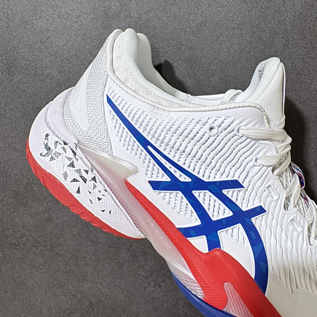 图片[7]-【公司级】Asics Court FF 3 Novak 亚瑟士 耐磨透气 低帮专业网球鞋 适用于所有球场的网球鞋 主要是硬地球场 追求日常练习的耐用性和反射性运动的支持 树脂加工的网眼材料的鞋面结构为脚的运动提供了耐用性和可跟随性 中底采用FLYTE FOAM 既轻巧又缓震 外底通过增加地平面的宽度来增强横向稳定性 货号：1041A480-100 尺码：36 37 37.5 38 39 39.5 40.5 41.5 42 42.5 43.5 44 45-选品中心