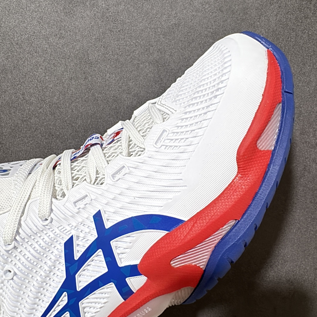 图片[8]-【公司级】Asics Court FF 3 Novak 亚瑟士 耐磨透气 低帮专业网球鞋 适用于所有球场的网球鞋 主要是硬地球场 追求日常练习的耐用性和反射性运动的支持 树脂加工的网眼材料的鞋面结构为脚的运动提供了耐用性和可跟随性 中底采用FLYTE FOAM 既轻巧又缓震 外底通过增加地平面的宽度来增强横向稳定性 货号：1041A480-100 尺码：36 37 37.5 38 39 39.5 40.5 41.5 42 42.5 43.5 44 45-选品中心
