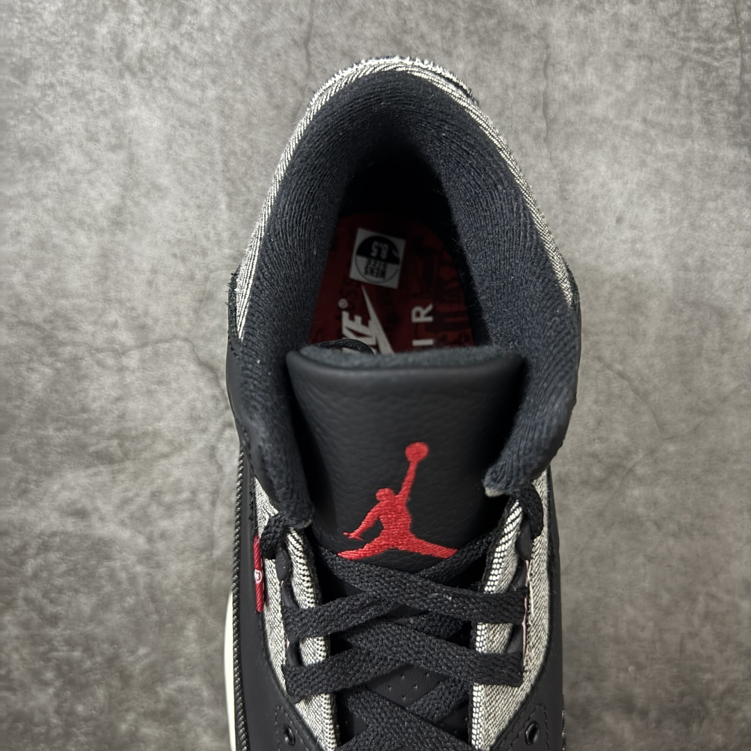 图片[8]-【原厂版】Air Jordan aj3 Retro Levi\’s All-Star 联名系列篮球鞋，李维斯牛仔白蓝 IR0914-400，丹宁牛仔布 + 荔枝纹皮革拼接 原厂皮料 原装细纹磨砂爆裂纹 原楦原纸板开发 确保原汁原味 原厂皮料质感色泽绝无偏差 完美中底拉帮 原厂中底钢印 原档案大底 如假白送 大底纹路 气垫通透度PU的回弹性均百分百还原 原厂电绣鞋舌飞人刺绣针数立体讲究精细欢迎对比正品原鞋 尺码：40-47.5-选品中心