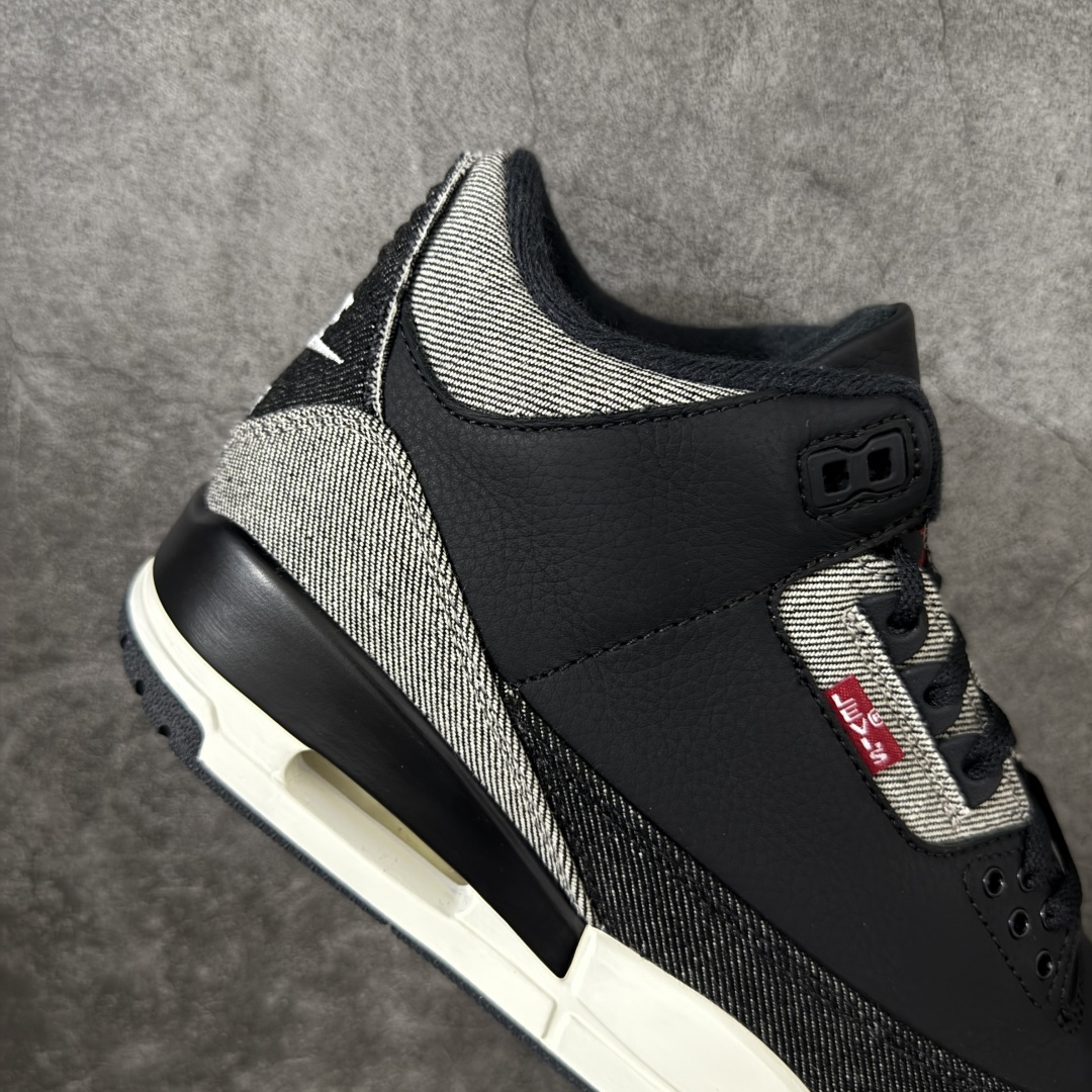 图片[7]-【原厂版】Air Jordan aj3 Retro Levi\’s All-Star 联名系列篮球鞋，李维斯牛仔白蓝 IR0914-400，丹宁牛仔布 + 荔枝纹皮革拼接 原厂皮料 原装细纹磨砂爆裂纹 原楦原纸板开发 确保原汁原味 原厂皮料质感色泽绝无偏差 完美中底拉帮 原厂中底钢印 原档案大底 如假白送 大底纹路 气垫通透度PU的回弹性均百分百还原 原厂电绣鞋舌飞人刺绣针数立体讲究精细欢迎对比正品原鞋 尺码：40-47.5-选品中心