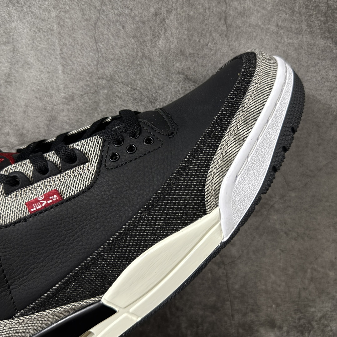 图片[6]-【原厂版】Air Jordan aj3 Retro Levi\’s All-Star 联名系列篮球鞋，李维斯牛仔白蓝 IR0914-400，丹宁牛仔布 + 荔枝纹皮革拼接 原厂皮料 原装细纹磨砂爆裂纹 原楦原纸板开发 确保原汁原味 原厂皮料质感色泽绝无偏差 完美中底拉帮 原厂中底钢印 原档案大底 如假白送 大底纹路 气垫通透度PU的回弹性均百分百还原 原厂电绣鞋舌飞人刺绣针数立体讲究精细欢迎对比正品原鞋 尺码：40-47.5-选品中心