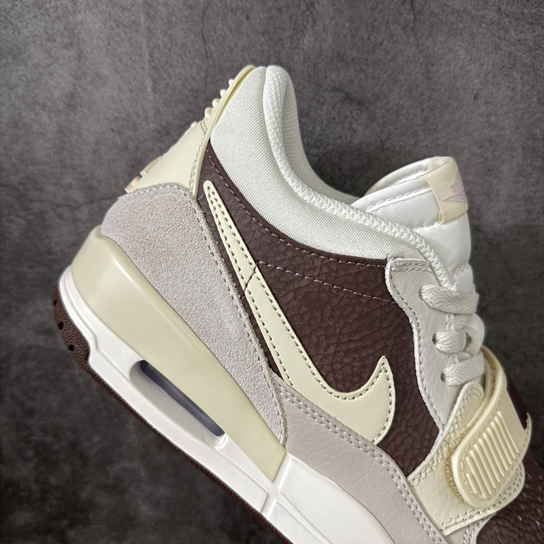 图片[7]-【纯原N版】Air Jordan Legacy AJ312 Low 低帮复古篮球鞋 IV3217-211 市场最强独一档产物 全套原纸板楦头开发 原厂大底磨具加持立体防滑纹理 原档数据后跟TPU子母扣魔术贴 原装可视Air Sole气垫 原汁原味最完美的312代版型 唯一正确鞋头趴度弧度高度鞋身腰线 进口港宝加持 后跟自然饱满 全鞋荧光划线卡点 追求极致完美 每一双都是工艺品 多重QC质检 超越公司货的品控标准 实实在在的免检产品 鞋身采用了皮革材质打造 横跨鞋面的魔术贴十分吸睛 侧面的Swoosh Logo的一部分被鞋面遮挡了一部分 颇具玩味 魔术贴上标有NK标识 而鞋舌上是Jordan的经典红色飞翼Logo 后跟和鞋底均采用了AJ3的设计 后跟上同样也使用了经典的爆裂纹图案 尺码：36-47.5-选品中心