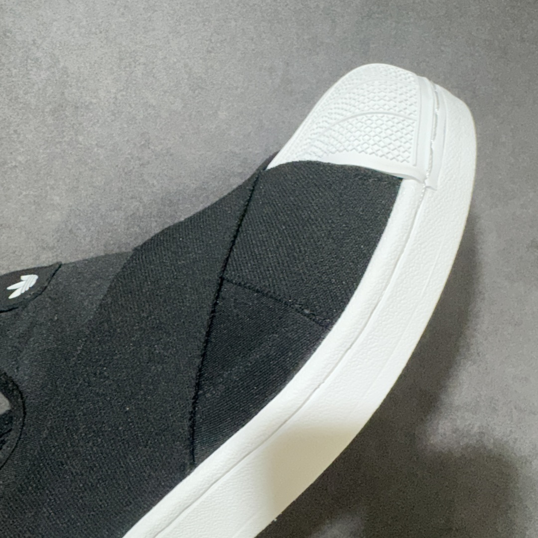 图片[8]-【公司级】阿迪达斯一脚蹬 十字交叉绑带Adidas SUPERSTAR SLIP ON W S 贝壳头十字交叉绑带 白山联名款绑带 男女鞋 一脚蹬设计，穿脱方便，时尚耐看，鞋身整体以黑色弹性布料打造，搭配经典白色贝壳头，后跟白色装饰片压印黑色压印logo，最后以白色大底完善整体设计收尾。 货号：KH8210 尺码：35¹/₃ 36 36²/₃ 37¹/₃ 38 38²/₃ 39¹/₃ 40 40²/₃ 41¹/₃ 42 42²/₃ 43¹/₃ 44 44²/₃ 45¹/₃-选品中心