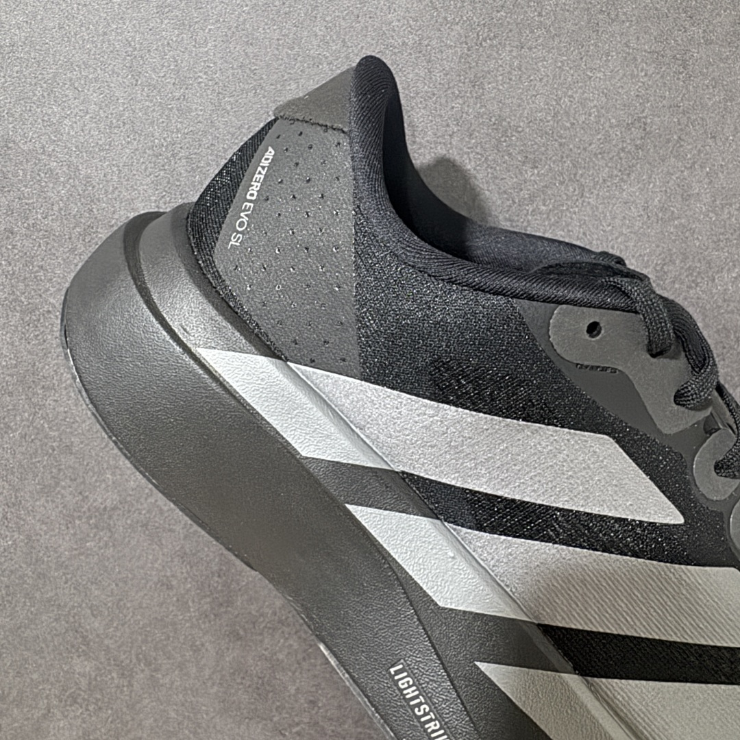图片[7]-【XE版本】Adidas Adizero EVO SL 马拉松竞速专业跑鞋 市场最强版出货 原材料 内置碳板 原厂网纱潮流 超临界发泡大底 脚感软弹度与原版几乎无差别 细节目前市场最接近原版品质 外贸专供 最大做到48码 此款针织网面非常轻薄 纤维间的缝隙很大 可以保证跑步时的透气、排汗效果 鞋舌直接与两侧的内衬和鞋底连接在一起 在跑步过程中不会被鞋舌的左右移动所困扰 在标准鞋带孔的基础上再拓宽一组鞋带孔 适合不同脚型的需求 突破性 EnergyRods 技术，有助于跑者实现更好的成绩 中底独特的LIGHTSTRIKE PRO泡棉材质 微弹感觉在跑步过程中给予了良好的支撑体验 对于顶级精英和高水平进阶跑者来说 ADIOS PRO是一双值得信赖的竞速比赛用鞋 货号：JR4888 尺码：39-48.5-选品中心