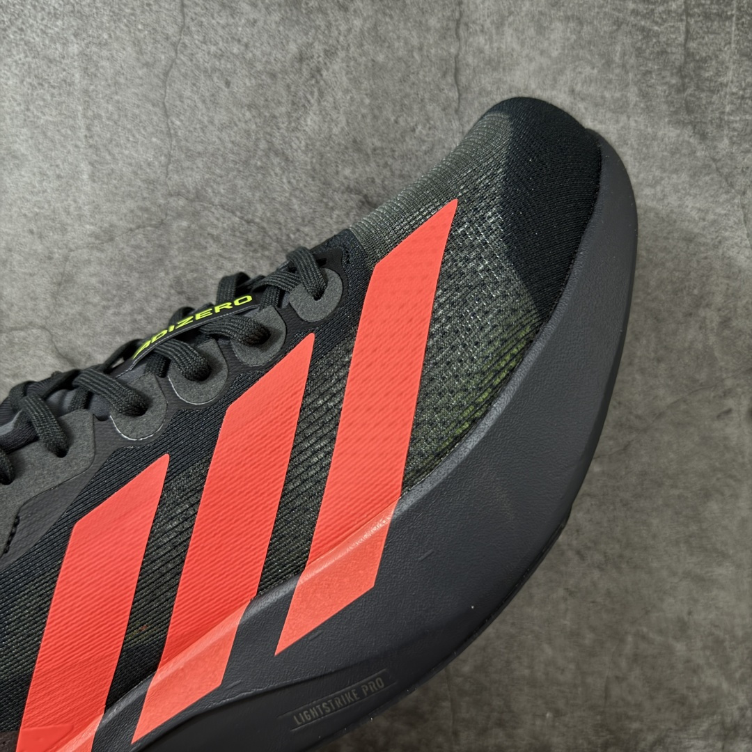 图片[6]-【XE版本】Adidas Adizero EVO SL 马拉松竞速专业跑鞋 市场最强版出货 原材料 内置碳板 原厂网纱潮流 超临界发泡大底 脚感软弹度与原版几乎无差别 细节目前市场最接近原版品质 外贸专供 最大做到48码 此款针织网面非常轻薄 纤维间的缝隙很大 可以保证跑步时的透气、排汗效果 鞋舌直接与两侧的内衬和鞋底连接在一起 在跑步过程中不会被鞋舌的左右移动所困扰 在标准鞋带孔的基础上再拓宽一组鞋带孔 适合不同脚型的需求 突破性 EnergyRods 技术，有助于跑者实现更好的成绩 中底独特的LIGHTSTRIKE PRO泡棉材质 微弹感觉在跑步过程中给予了良好的支撑体验 对于顶级精英和高水平进阶跑者来说 ADIOS PRO是一双值得信赖的竞速比赛用鞋 货号：JR3414 尺码：36-48-选品中心