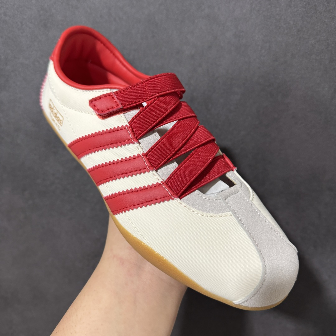 图片[3]-， 【YH版本】adidas ToKyo东京限定经典复古运动休闲鞋，橡胶鞋底轻薄柔软耐磨防滑、鞋面、鞋身采用梭织料贯穿整体紧凑头．护眼反毛皮线条．鞋身显眼的三条杠与后跟的交叉线条增加辨识度、烫金Logo尽显王者风范、 货号H3999 白红 号码段：35.5-41(含半码)-选品中心