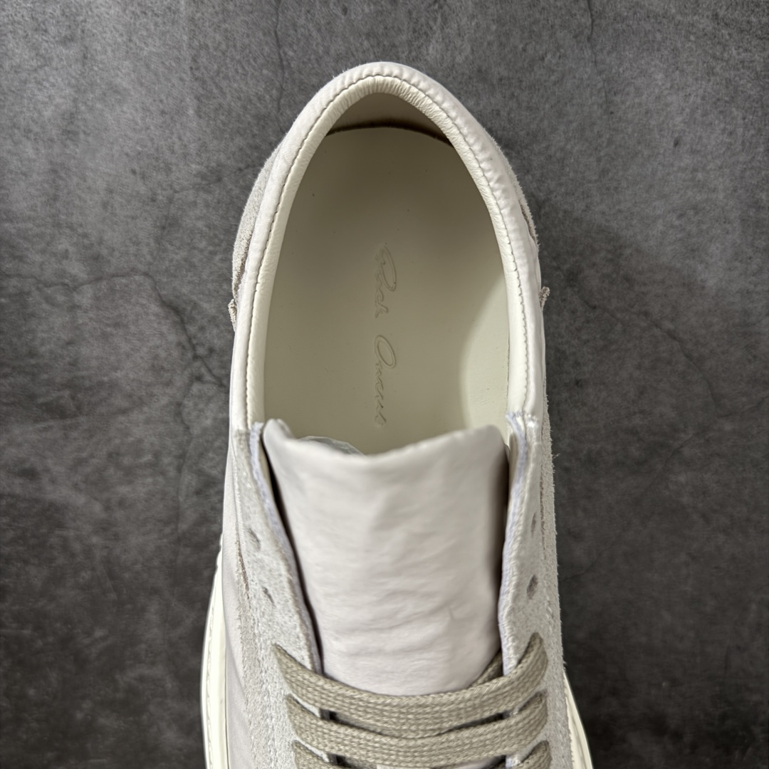 RO / Rick Owens 瑞克·欧文斯 透气薄白丝绸 侵权三角标/低帮/经典底/细鞋带款，醋酸高光