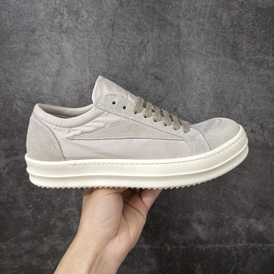 RO / Rick Owens 瑞克·欧文斯 透气薄白丝绸 侵权三角标/低帮/经典底/细鞋带款，醋酸高光