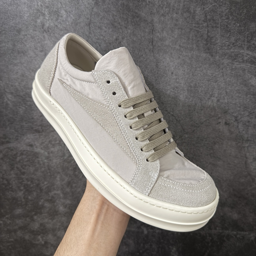 RO / Rick Owens 瑞克·欧文斯 透气薄白丝绸 侵权三角标/低帮/经典底/细鞋带款，醋酸高光