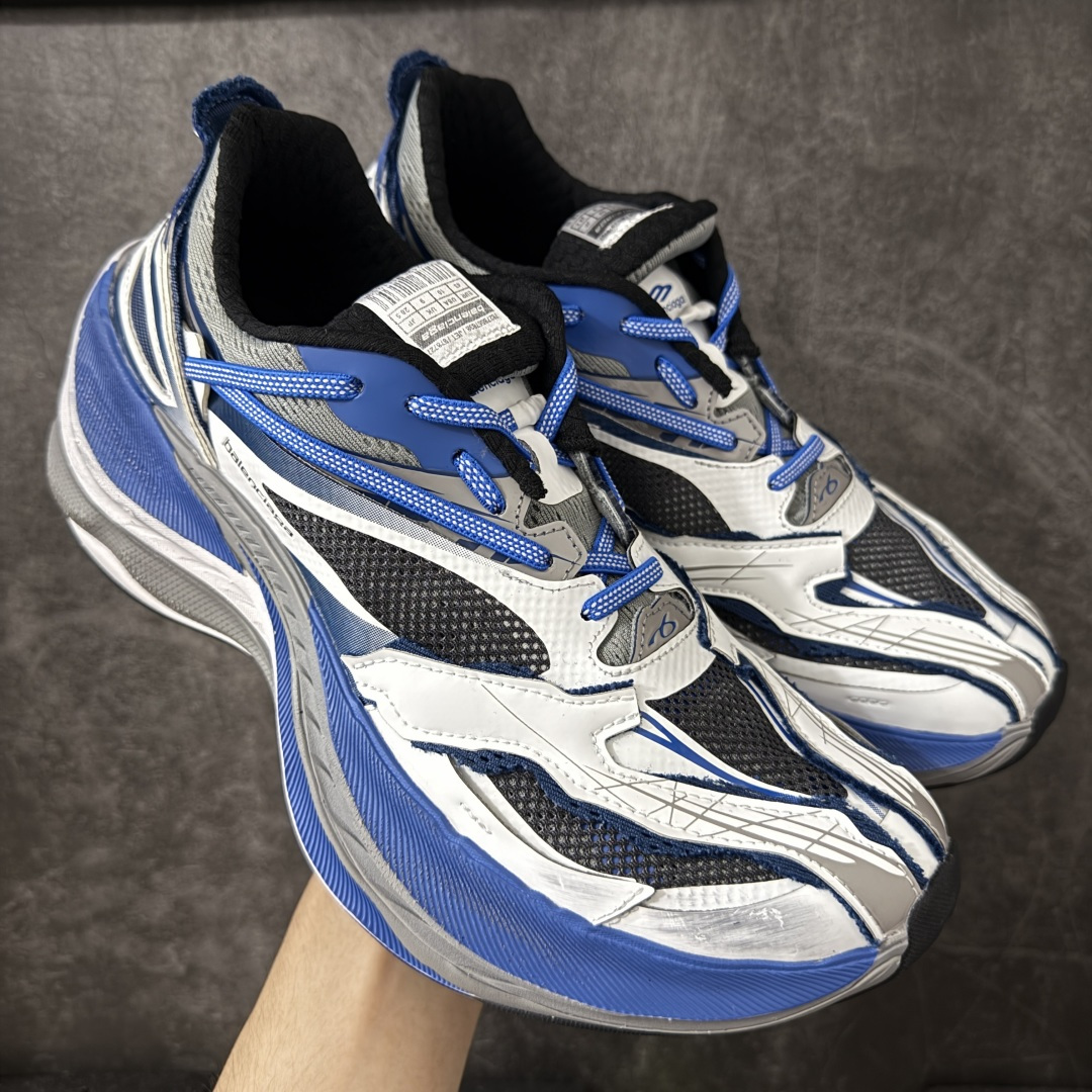 【VG纯原】Balenciaga巴黎世家26代 Jet 压纹印花 圆头厚底4.25cm 低帮 老爹鞋 男款 白蓝 市场老牌巴黎世家大厂出品 品质价格无需多言 原鞋原材料打造 一比一细节还原 此款相对之前款式轻质很多 超厚鞋底增高4-5cm 高街风格-莆田鞋