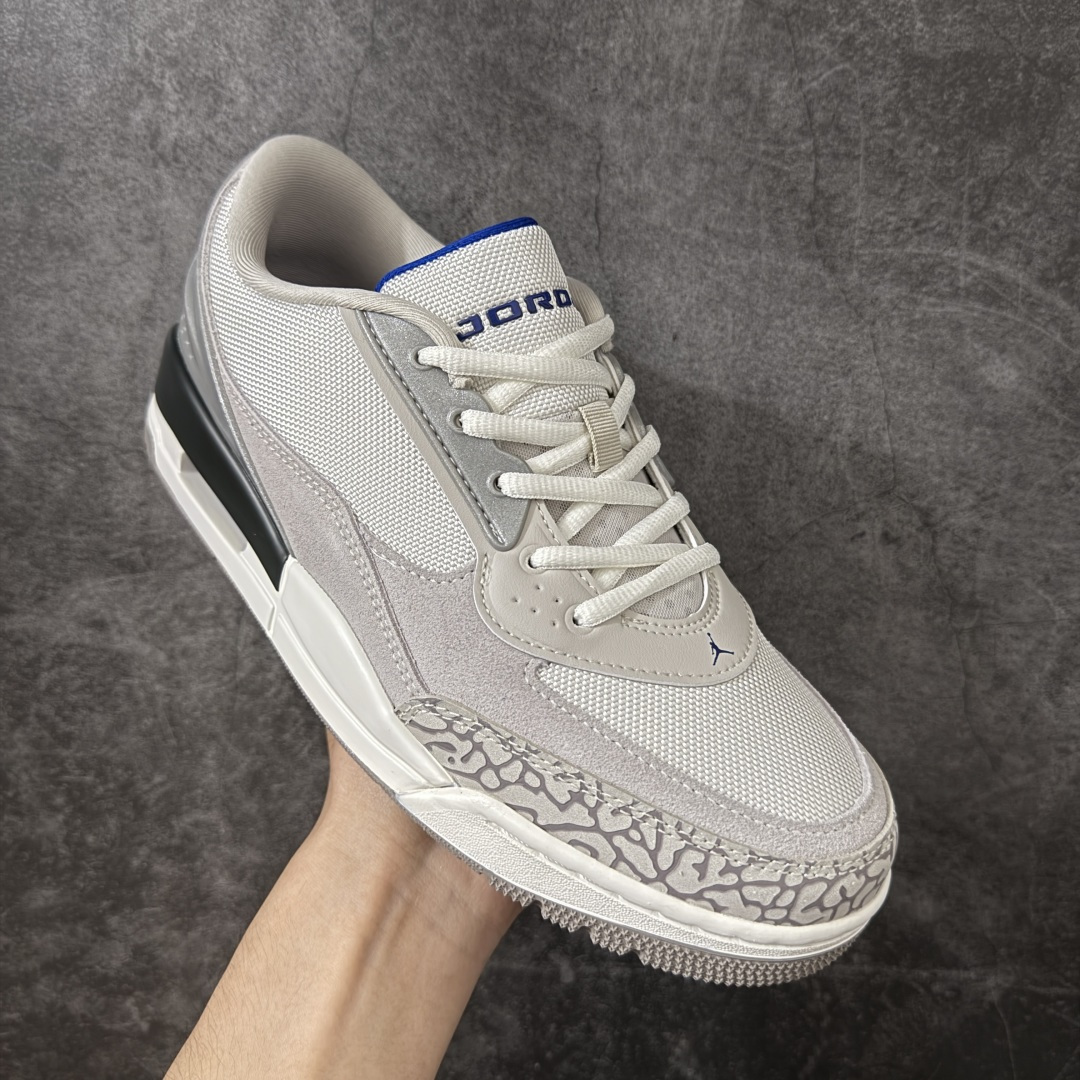 图片[3]-【纯原N版】Air Jordan Ultra Low \”Sail Gamma Grey\” 低帮 帆白蓝 乔丹篮球鞋系列 专业aj大厂出品 细节材料区别通货 清洁度到位 完美版型 鞋款大面积采用米白与奶油色为主调，营造出柔和且高级的视觉基底，辅以浅灰与淡卡其的过渡层次，让结构更显立体却不张扬。前掌标志性的经典大象爆裂纹则以偏暖的灰褐色呈现，更显低调细腻，与外底的浅棕色相呼应。后跟处半透明灰色气垫结构增加了一丝现代感，而鞋舌细节点缀的蓝色Jordan字样成为整双鞋中少有的跳色，为整体温和配色注入一抹恰到好处的活力。后跟处Jumpman Logo及Air以蓝色装扮，鞋头迷你Jumpxman Logo也辅以蓝色示人，最后以白黑双色中底搭配灰蓝色橡胶外底及Jordann字样完善整体设计收尾 货号：II3794-107 尺码：36 36.5 37.5 38 38.5 39 40 40.5 41 42 42.5 43 44 44.5 45-选品中心