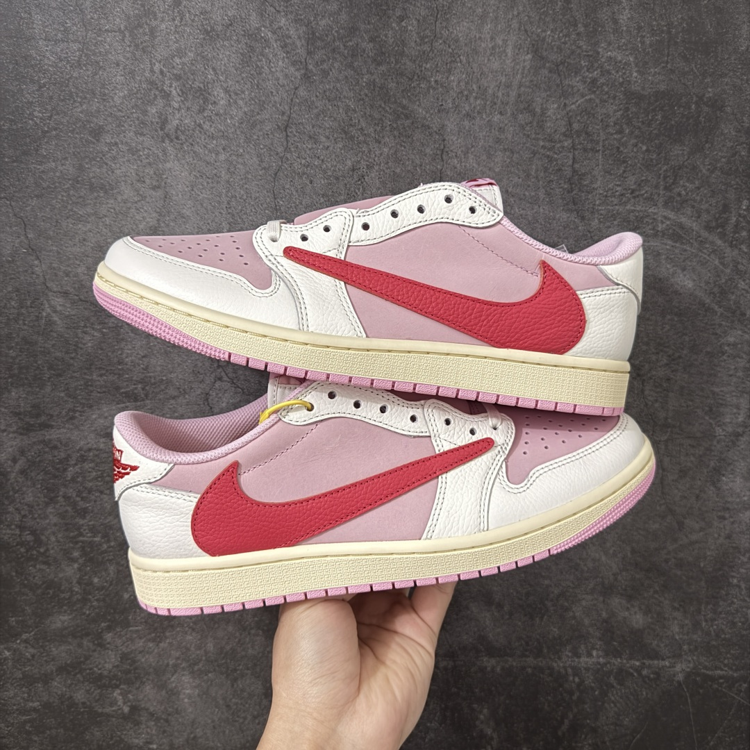 纯原 Travis Scott x Air Jordan AJ1 Low OG SPTS联名粉红倒钩低帮