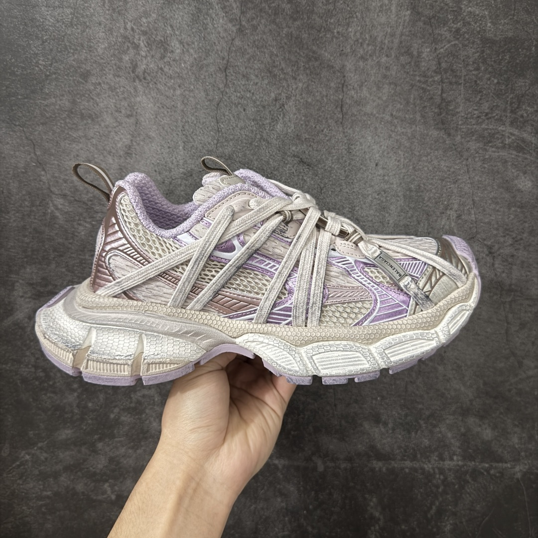 【OK版】巴黎3XL 蜘蛛侠绑带 灰紫色 Balenciaga巴黎世家 24ss 绑带做旧款 巴黎十代网眼潮流百搭低帮老爹鞋 灰色 慢工出细活 最后出即最强 皮料钢丝纹高频工艺 整体鞋面及大底做旧 网眼破坏磨毛效果 各个方面均无可挑剔 货号：778698W3XLL9191 尺码：35-45 偏大一码 建议比正常运动鞋买小一号-莆田鞋