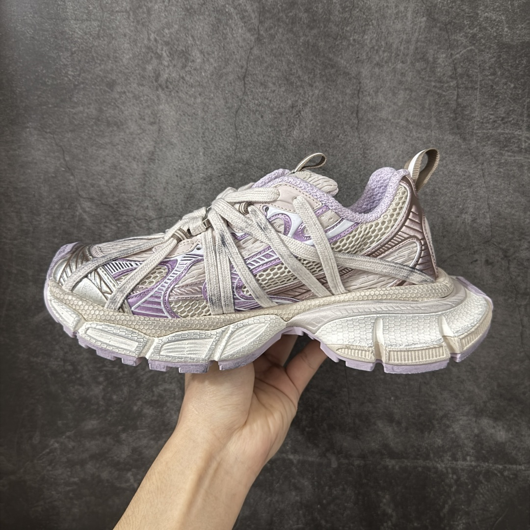 图片[2]-【OK版】巴黎3XL 蜘蛛侠绑带 灰紫色 Balenciaga巴黎世家 24ss 绑带做旧款 巴黎十代网眼潮流百搭低帮老爹鞋 灰色 慢工出细活 最后出即最强 皮料钢丝纹高频工艺 整体鞋面及大底做旧 网眼破坏磨毛效果 各个方面均无可挑剔 货号：778698W3XLL9191 尺码：35-45 偏大一码 建议比正常运动鞋买小一号-莆田鞋