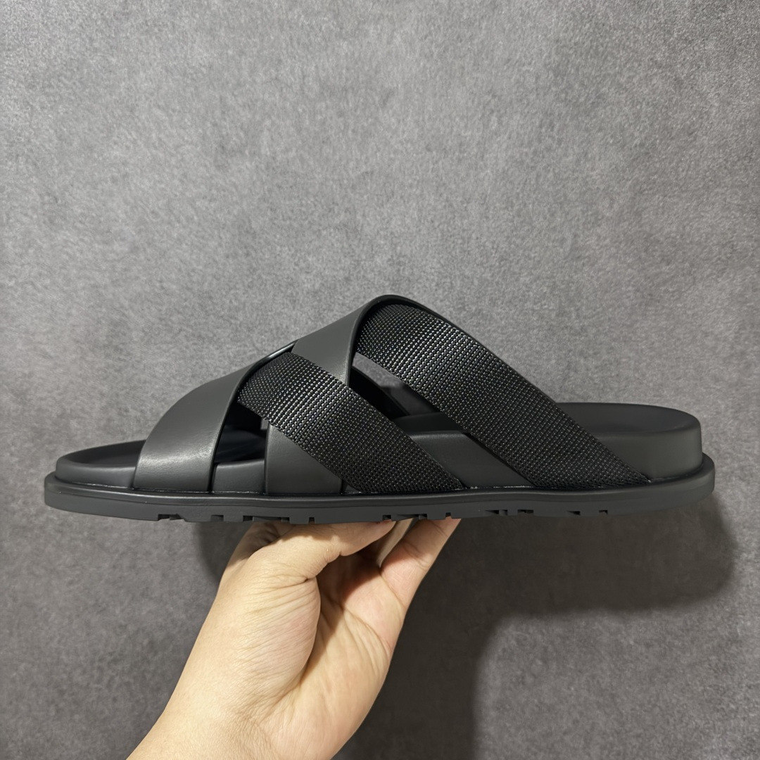 HERMES Sandales Chyprechevre Velours 黑色 皮面/绒面尺码：40-4