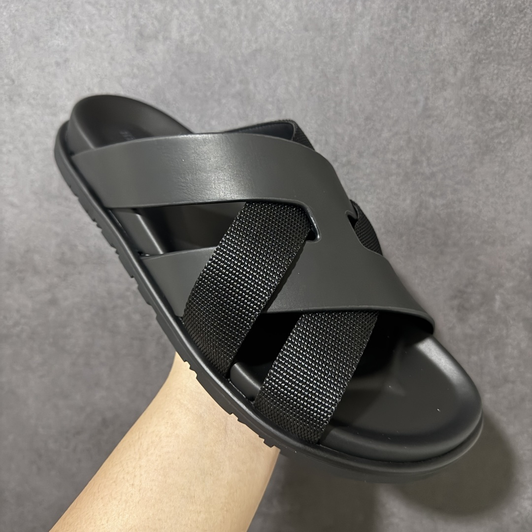 HERMES Sandales Chyprechevre Velours 黑色 皮面/绒面尺码：40-4