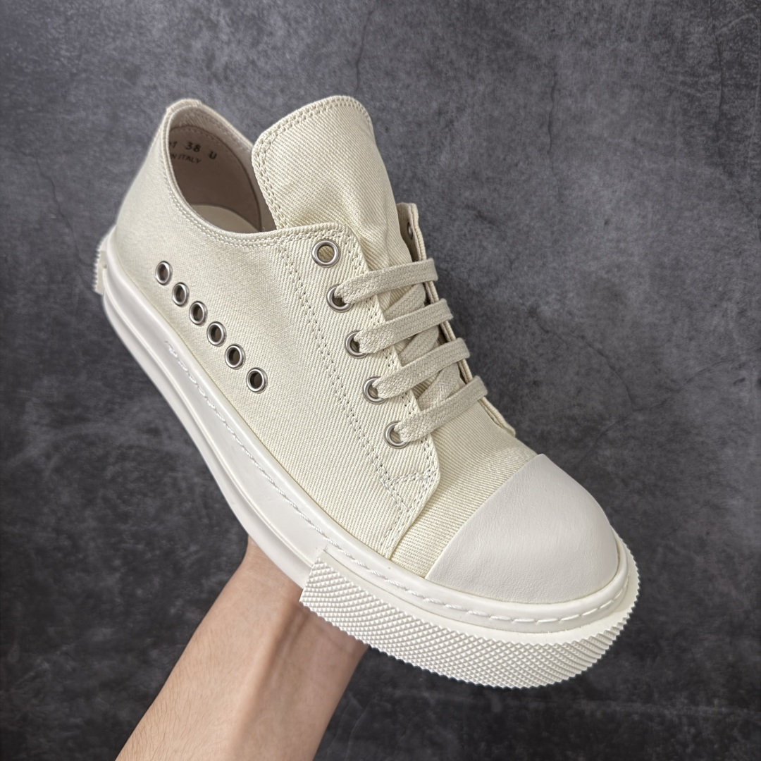 RO / Rick Owens 瑞克·欧文斯 帆布四孔 长舌新款低帮/经典底/细鞋带款 东莞原厂进口定制