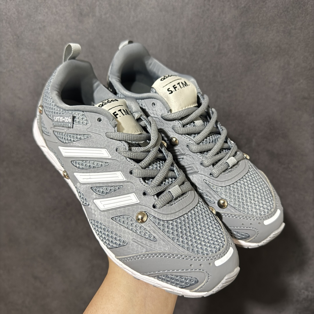 图片[4]-【公司级】Song For The Mute x AD originals Adizero PR SFTM-006 复古薄底舒适百搭透气跑步鞋 原楦纸板数据开发 铸造原味鞋型。鞋身采用网眼+TPU材质，大面TPU1.0​厚度，耐磨防撕裂面料和TPU后跟结构，金属铆钉点缀鞋面，搭配织物内里，舒适妥帖。双密度大底设计，更具稳定性。细节处理无敌。 尺码：36 36.5 37 38 38.5 39 40 40.5 41 42 42.5 43 44 44.5 45-莆田鞋