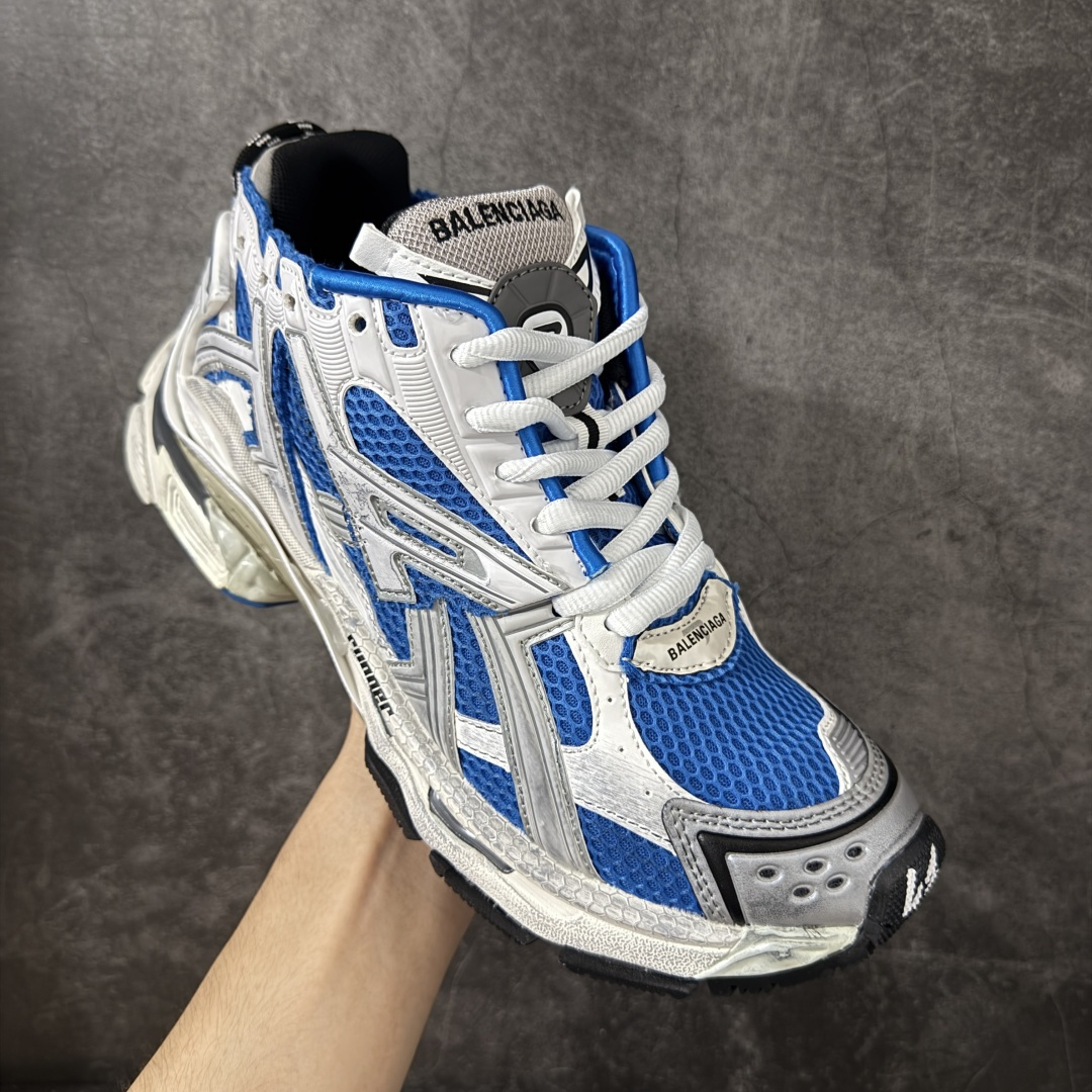 图片[3]-【公司级H版】BALENCIAGA Runner 巴黎世家七代 灰蓝色 此系列是通过溢胶、做旧、缝线等细节 展示了设计师 Demna 的运动鞋风格 用一双「旧鞋」传递复古感 后侧板、翘起的鞋头 则展示了 Demna 在结构上的未来构想 原装大盒从里到外一切百分百还原官方配置 顶级专供碾压一切版本 尺码：35 36 37 38 39 40 41 42 43 44 45 46-选品中心