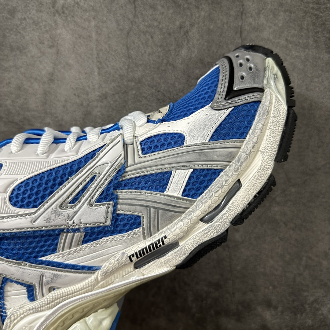 图片[6]-【公司级H版】BALENCIAGA Runner 巴黎世家七代 灰蓝色 此系列是通过溢胶、做旧、缝线等细节 展示了设计师 Demna 的运动鞋风格 用一双「旧鞋」传递复古感 后侧板、翘起的鞋头 则展示了 Demna 在结构上的未来构想 原装大盒从里到外一切百分百还原官方配置 顶级专供碾压一切版本 尺码：35 36 37 38 39 40 41 42 43 44 45 46-选品中心