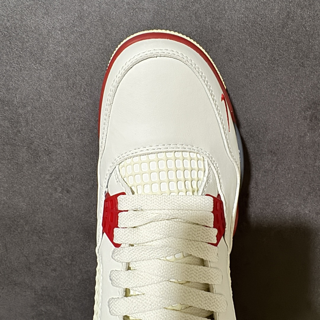 图片[5]-【公司级】Nigel Sylvester x Air Jordan 4 \”Sail Cinnabar\” 小轮车 白红砖 AJ4 乔丹4代 aj4 乔4 白黑红砖 乔丹篮球鞋系列 在设计上，设计层面，鞋款致敬1989年经典Air Jordan 4 \”Fire Red\”，并融入西尔维斯特的个人风格。鞋面采用质感出众的米白色皮革打造，鞋头缀有迷你刺绣Swoosh Logo，这也是他Bike Air联名系列的标志性细节。干净的帆白色鞋面搭配炭灰色与米色细节，在网眼与中底上营造出细腻的复古质感。标志性的砖红色在侧翼、鞋带孔、外底与品牌标识上成为视觉焦点，后跟位置原本的\”Nike Air\”标志则被改为了\”Bike Air\”致敬Nigel Sylvesterc对BMX的热爱，联名身份直接拉满；中底使用黑色妆点，呼应鞋身设计，最后以搭载有开窗式Air Maxr气垫的中底及红黑外底上的白色Nike Swoosh Logo进行收尾。 货号：IQ8055-100 尺码：36 36.5 37.5 38 38.5 39 40 40.5 41 42 42.5 43 44 44.5 45 46 47.5 48-选品中心