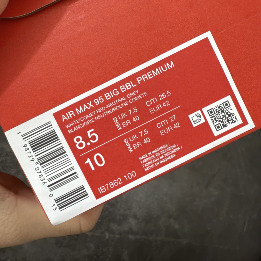 图片[9]-【KZ2.0版本】Nike Air Max 95 灰白红 货号：IB7862-100 外贸顶级专供 区别先行版 全部配色原鞋原尺码开发生产 极致还原 全部原厂材料一比一打造 一眼ZP既视感 欢迎对比市场版本 尺码：40 40.5 41 42 42.5 43 44 44.5 45 46 46.5 47.5 48 48.5-选品中心